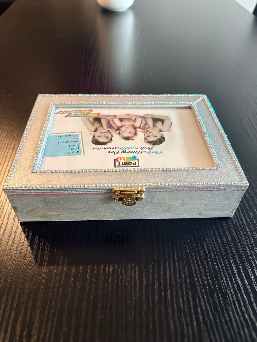 Sparkling Silver Rhinestone Photo Jewelry Box - Picture 7 of 9
